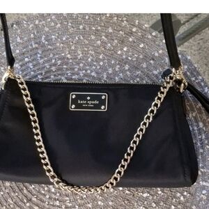 Kate Spade Elegant Black Crossbody with Gold Chain